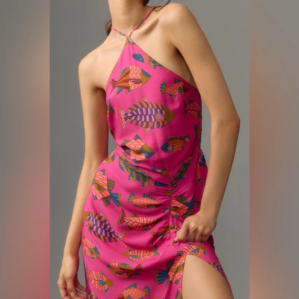 Farm Rio Halter Slim Midi Dress - Picture 1 of 9